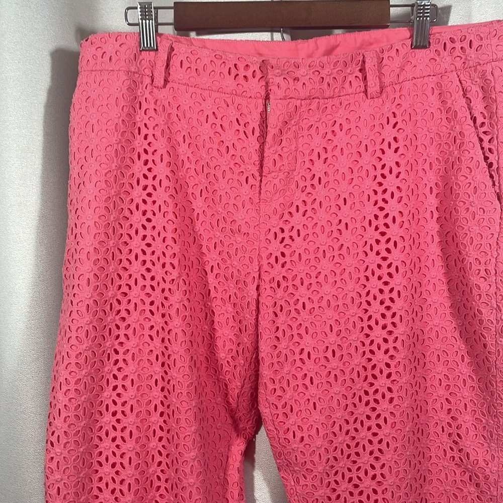 Garnet Hill Pink eyelet lace capris Pants - Picture 2 of 5